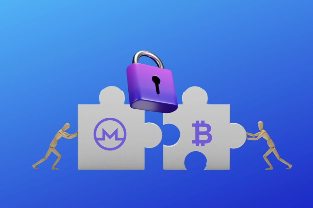 Mélanger Monero et Bitcoin offre une alliance puissante pour renforcer la confidentialité des transactions. - canva